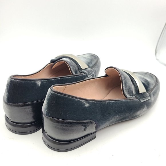 Taryn Rose women flats loafers Gray Velvet Silver Band Italy size 8.5 new - Picture 8 of 12